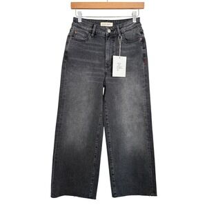NWT Warp + Weft Cropped Wide Leg Jeans Womens 26 Gray Black Wash Overcast Denim
